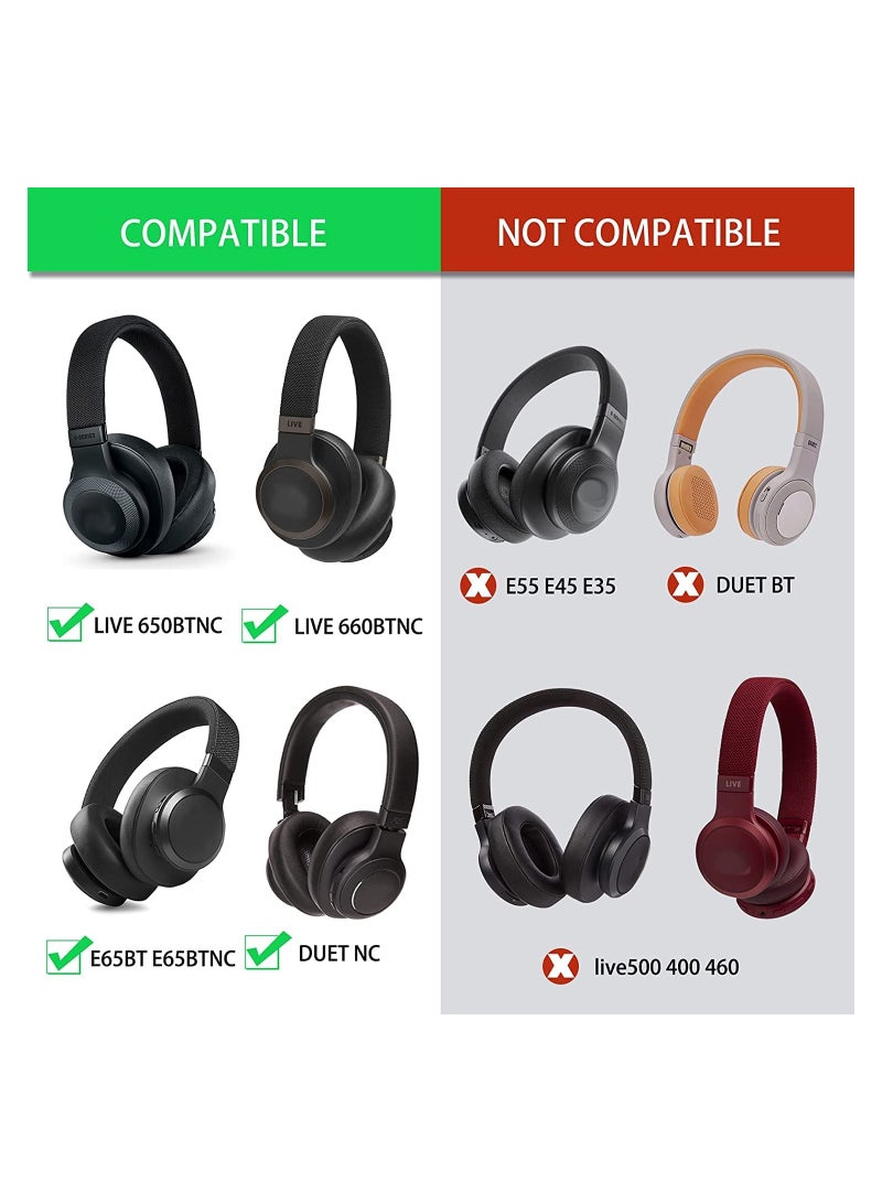 وسادة أذن بديلة من إسفنج الذاكرة Live 650 BTNC E65BTNC متوافقة مع سماعات JBL E65 E65BTNC / Duet NC / Live 650BTNC Live 660 BTNC (أسود) - Image 2